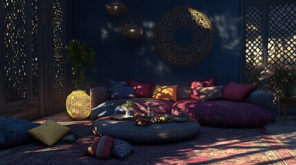 Colorful interior seating area