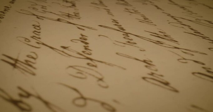 Macro Detail of Treaty of Paris Document With Handwritten Signatures