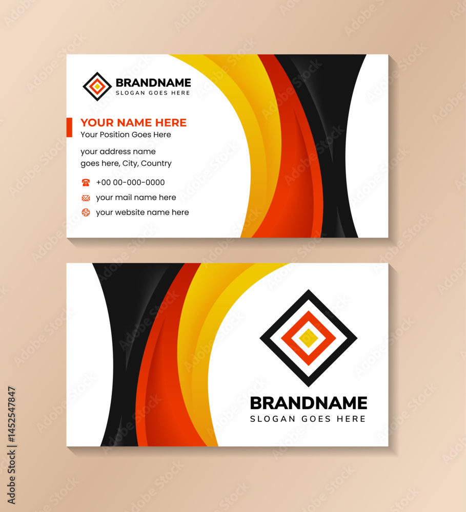 Poster this orange texture curve business card design template is easy to customize and ready to print. hor