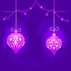 Obraz premium Stylized holiday decorations in deep ultraviolet hues with art deco design on transparent background