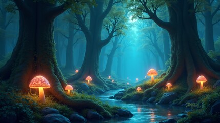 Luminescent Forest: A Realm of Enchanted Beauty