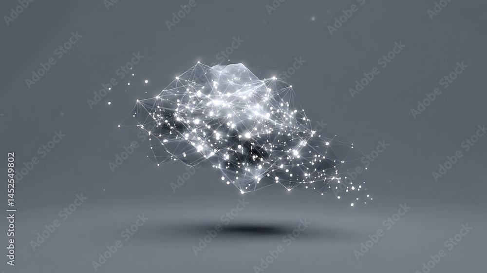 Poster complex network visualization with interconnected nodes and data representation