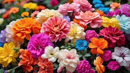 "Vibrant Summer Flower Panorama: Phlox and Marigold Blooms in an Urban Garden"