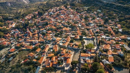 Aerial view of a scenic village in Cyprus