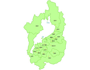 滋賀県　地図　黄緑　斑点　イラスト