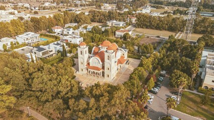 Aerial view of a Greek Orthodox church in Nicosia