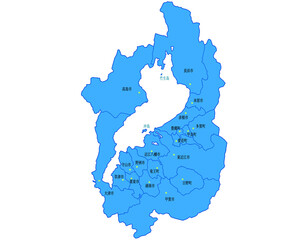 滋賀県　地図　ブルー　斑点　イラスト