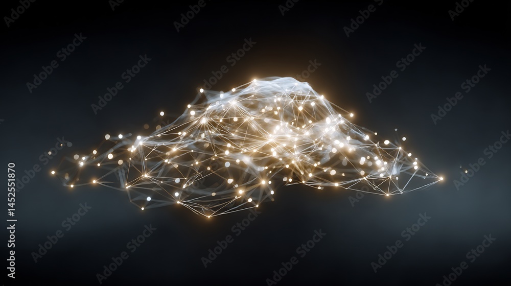 Poster abstract network formation with glowing nodes and interconnected connections