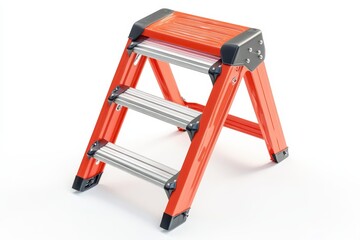 Bright Red Folding Step Ladder for Home and Office Use