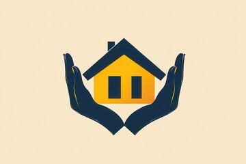 Care for Home Illustration with Hands Embracing a House Icon