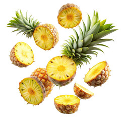 Flying pineapple slices