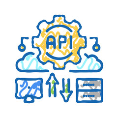 api digital technology icon doodle illustration