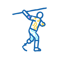 javelin-throwing handicapped athlete icon doodle illustration