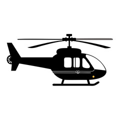 Black helicopter vector illustration for aviation enthusiasts and design projects needs a perfect silhouette isolated on transparent background