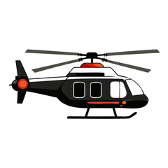 Explore the skies with this sleek black helicopter vector illustration for aviation enthusiasts and designers isolated on transparent background
