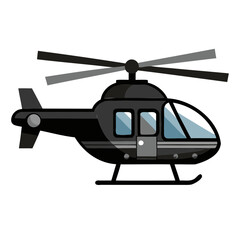 Black helicopter illustration for transportation themes and aviation enthusiasts and design projects needs now isolated on transparent background