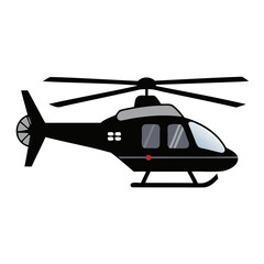 Black helicopter illustration vector graphic for transportation aviation and travel related design projects isolated on transparent background