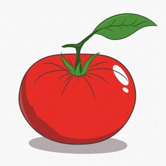 red tomato with green leaf