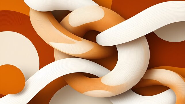 Abstract Orange and Beige 3D Wave Pattern Background