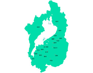 滋賀県　地図　グリーン　斑点　イラスト