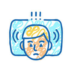 waking up during night icon doodle illustration