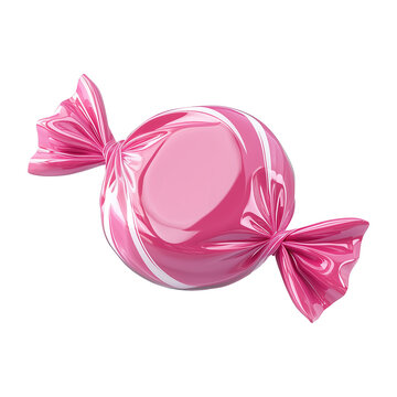 3d rendering icon pink candy illustration PNG. cartoon minimal style candy on transparent isolated background.