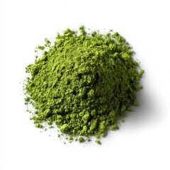 Pile of matcha powder isolated on white background