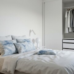 Interior of a modern bedroom with bed