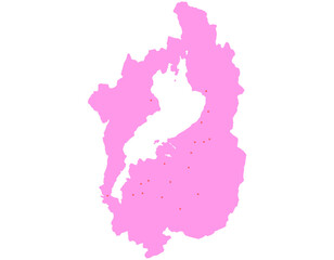 滋賀県　地図　ピンク　斑点　イラスト