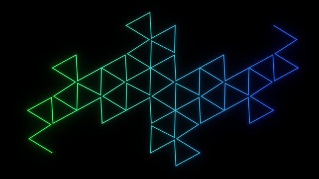 Terdragon fractal with recursive triangular tiling and glowing geometry 3D animation. Can be used to illustrate generative design systems, mathematical recursion or visual complexity in digital art