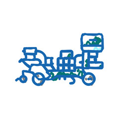 Fototapeta premium plastic mulch layer farm equipment icon doodle illustration