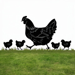 A Bold Chicken Silhouette and image Tribute to the Timeless Barnyard Queen