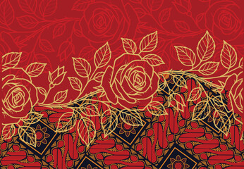 Rose Flower Batik Motif, a very distinctive Indonesian batik motif