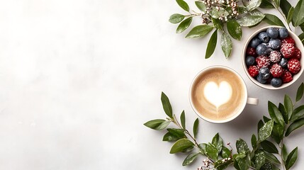 Coffee heart art cozy kitchen food & drink warm atmosphere top-down view love concept