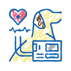 ekg heart of domestic animal icon doodle illustration