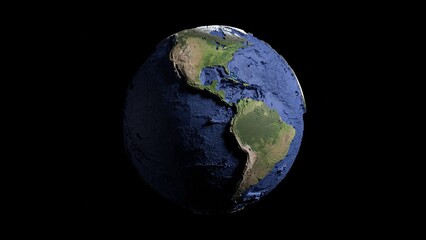 Realistic Earth globe terrain texture 3D illustration can be used in geographic learning, topographic visualization or scientific map reference