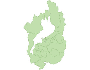 Obraz premium 滋賀県 地図 黄緑 イラスト