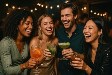 Joyful friends celebrating together.