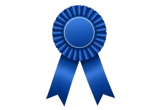 Blue rosette award graphic isolated on white background - Powered by Adobe