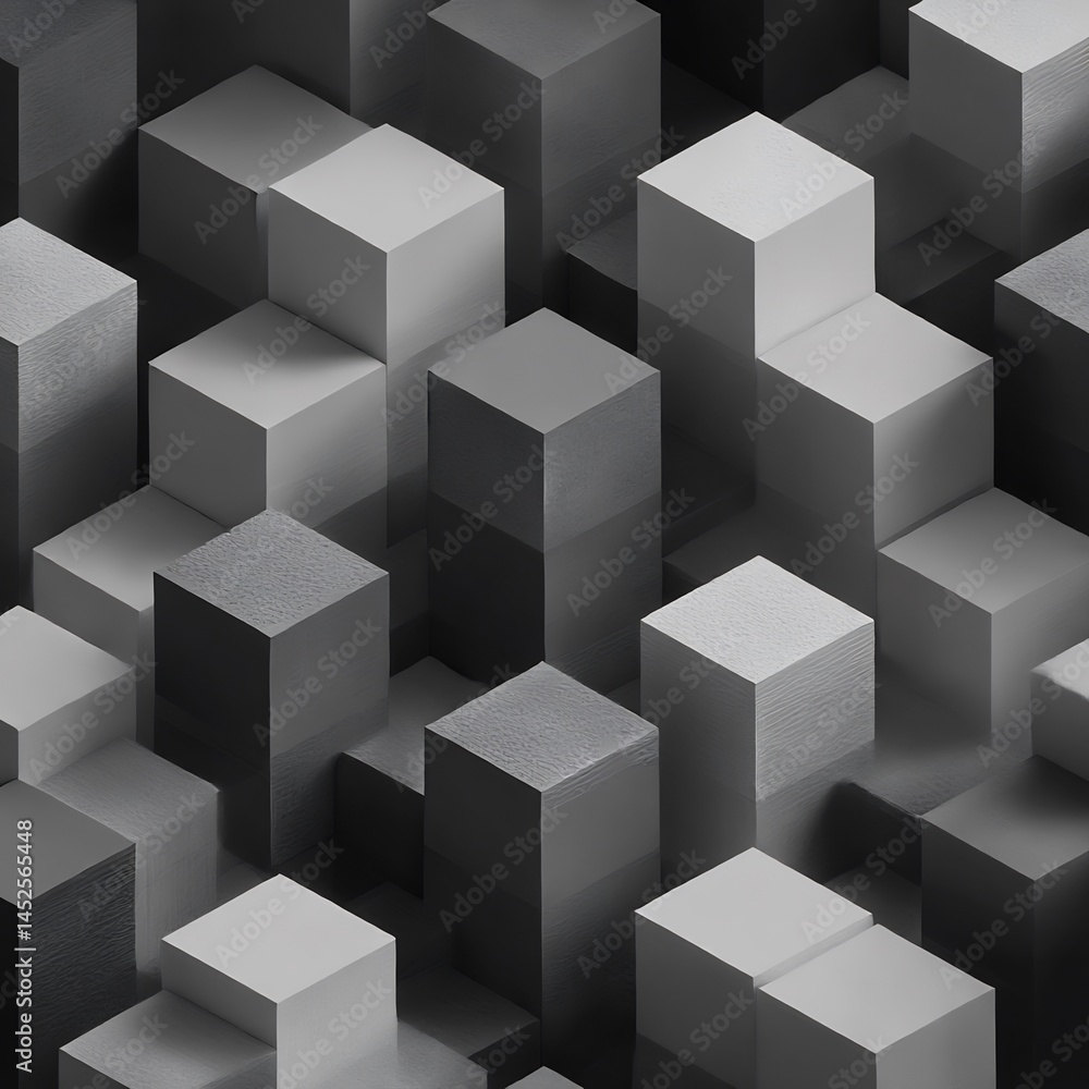 Poster monochromatic geometric abstraction: an interplay of cubic forms in shadow