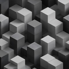 Fototapeta premium Monochromatic Geometric Abstraction: An Interplay of Cubic Forms in Shadow