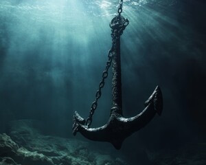 Symbolic Release from Darkness: Anchor Lifted Showing Clear Water Light Below