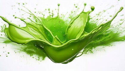 Bright green paint splash on a white background, creating an artistic and vibrant visual effect. Perfect for creative projects. craft
