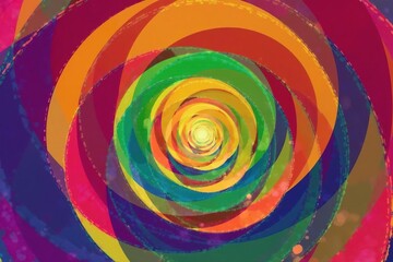 Symmetrical arrangement of overlapping circles creating optical illusion, focus, spots