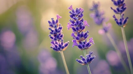 Obraz premium Single lavender flower with a serene feel.