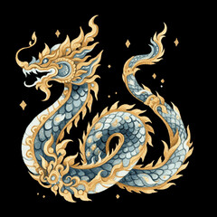 Obraz premium Divine Scales great naga isolated watercolor vector illustration svg