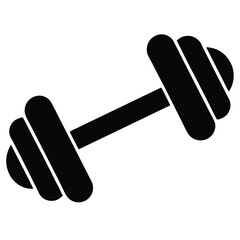 Flat Black Vector Silhouette of a Dumbbell Icon Representing Fitness, Weightlifting, and Strength Training Equipment on White Background