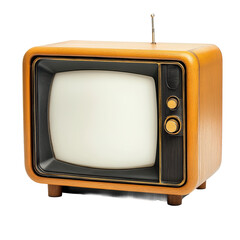 Vintage wooden television set with blank screen 