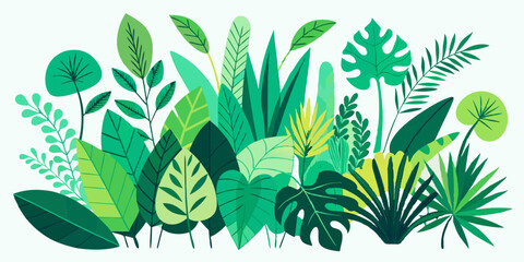 Vibrant Green Tropical Leaves Collection for Design