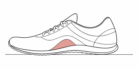 Line Art Illustration of a Modern Athletic Running Shoe